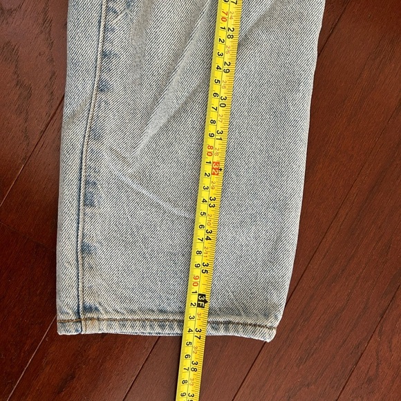 Pac Sun Blue Button Up Denim High Rise Jeans Straight Leg 26" X 25” Knee Rip - Picture 5 of 9